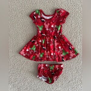Festive Red Baby Dress with Bloomers